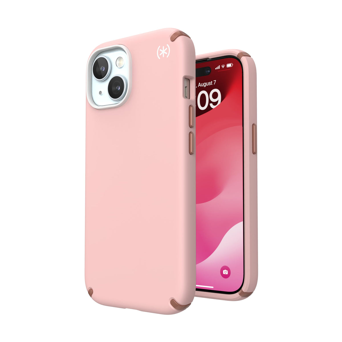 Speck iPhone 15 Case Pink - Slim Phone Case iPhone 15 - iPhone 15 Phone Case 6.1 inch - Compatible with iPhone 14 Case - iPhone 13 Case - Presidio2 Pro Dahlia Pink/Rose Copper/White