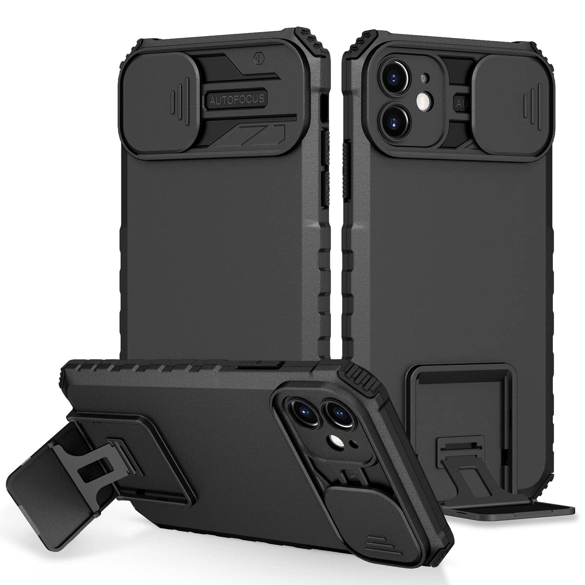 YOUULAR Case Compatible with iPhone Xs/iPhone X/iPhone 10 Dimensional Bracket Sliding Window Mobile Phone Case Shockproof Protective Phone Cover for iPhone Xs/iPhone X/iPhone 10 Military Cases Black